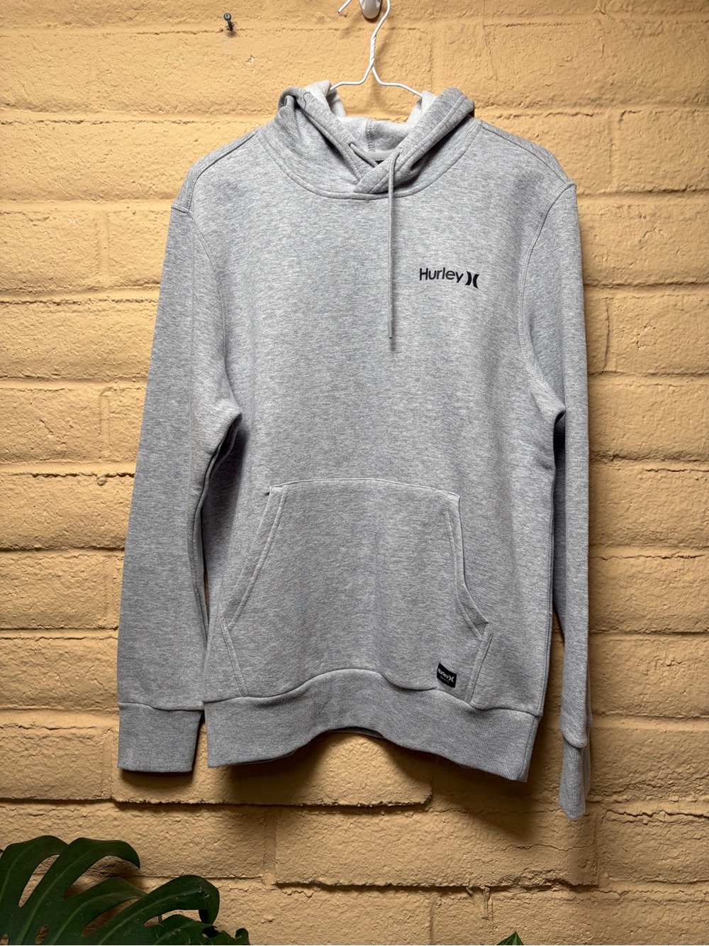 Hurley Light Gray Pullover Hoodie with Kangaroo Pocket
